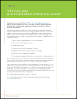 Fall School 2022 – Solar Neighborhood Strategies & Concepts